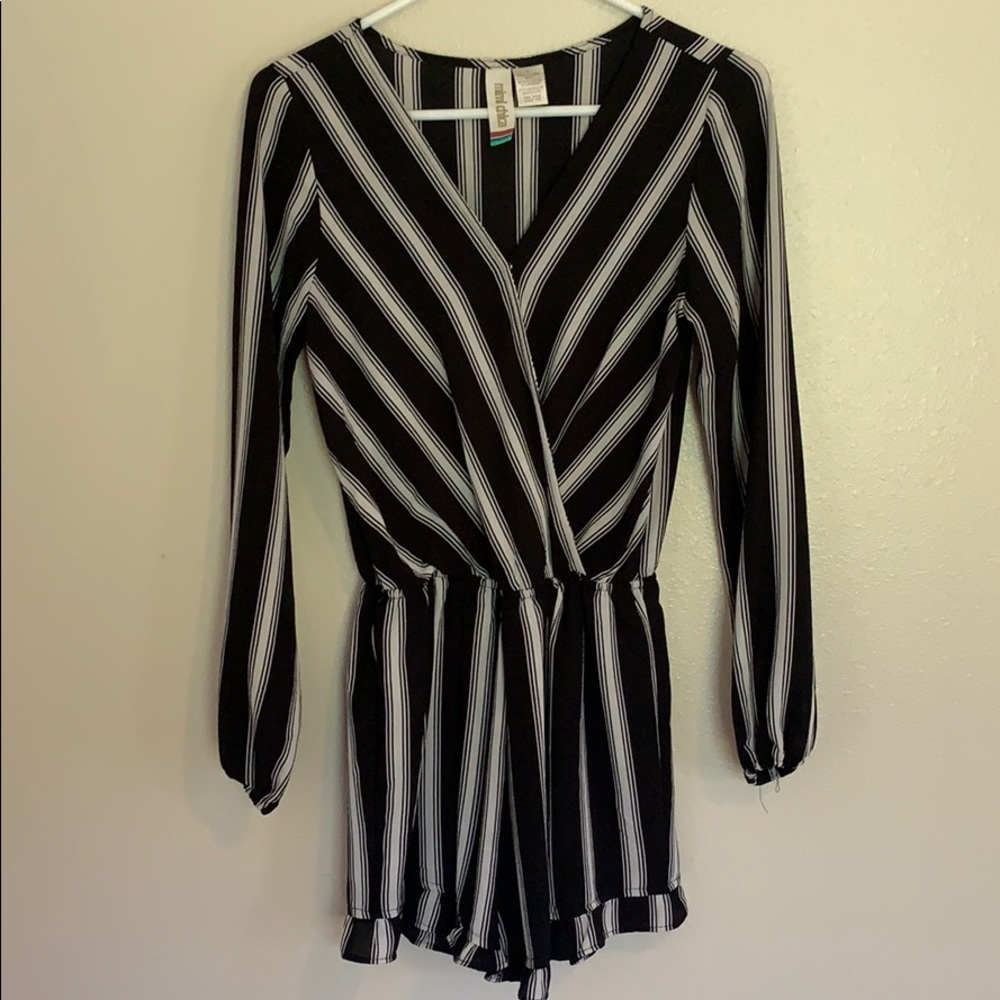 Striped Long Sleeve Romper